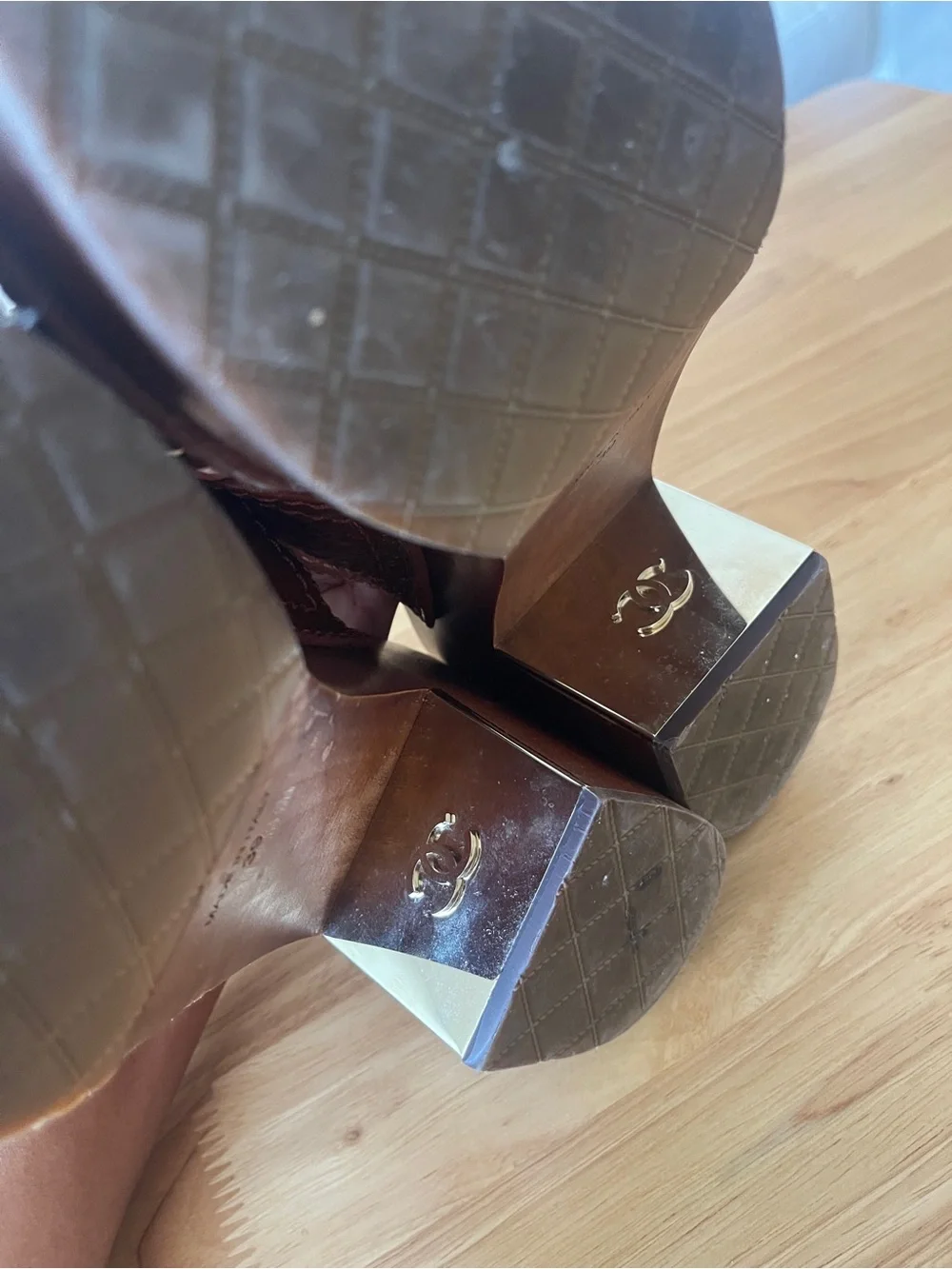 Chanel wooden platform sandals